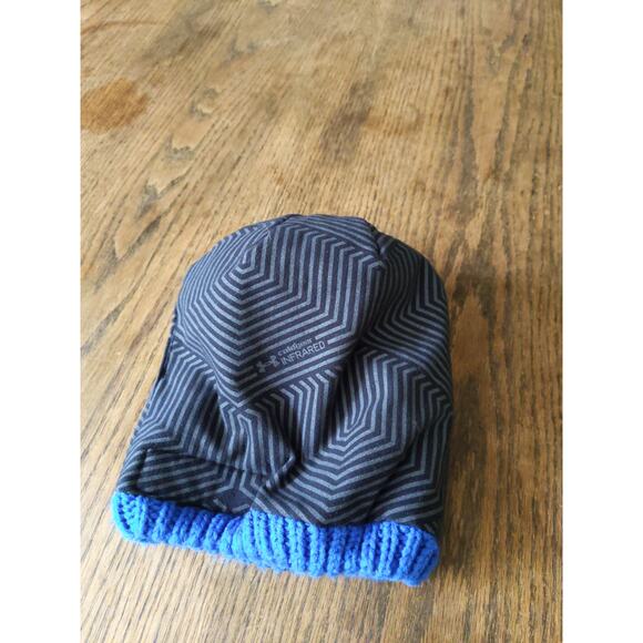 UNDER ARMOUR USA Blue Red Pom Beanie Hat Infrared Technology Patriotic Winter - Picture 5 of 5